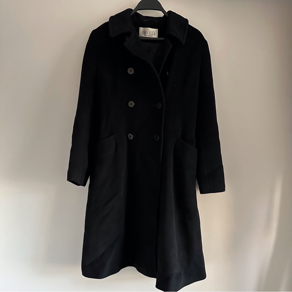 Black Cashmere Wool Coat Made in England